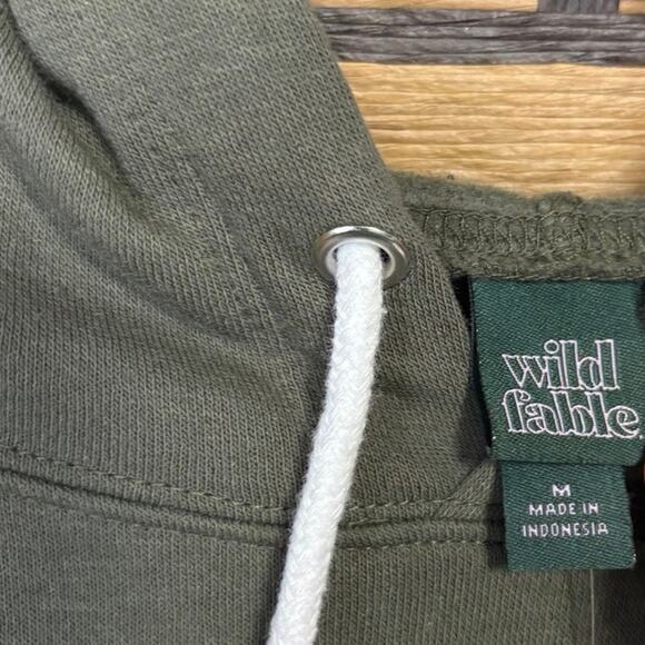 Wild Fable Olive Green Cropped Hoodie SIze Medium - Picture 5 of 6
